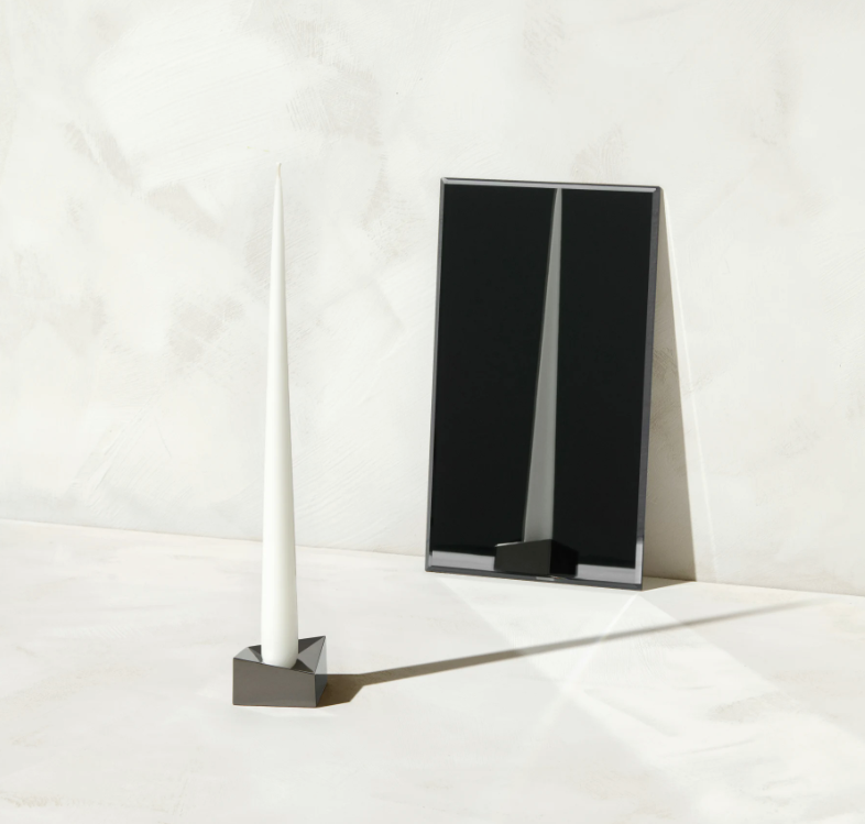 STOFF Nagel - reflect candle holder, large - svart chrome